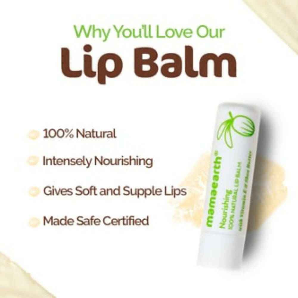Mamaearth Nourishing 100% Natural Lip Balm With Vitamin E &amp; Shea Butter