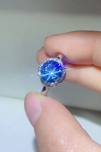 2 Carat Blue Sparkala™ Contrast Platinum Over Pure Sterling Silver Ring by Sparkala