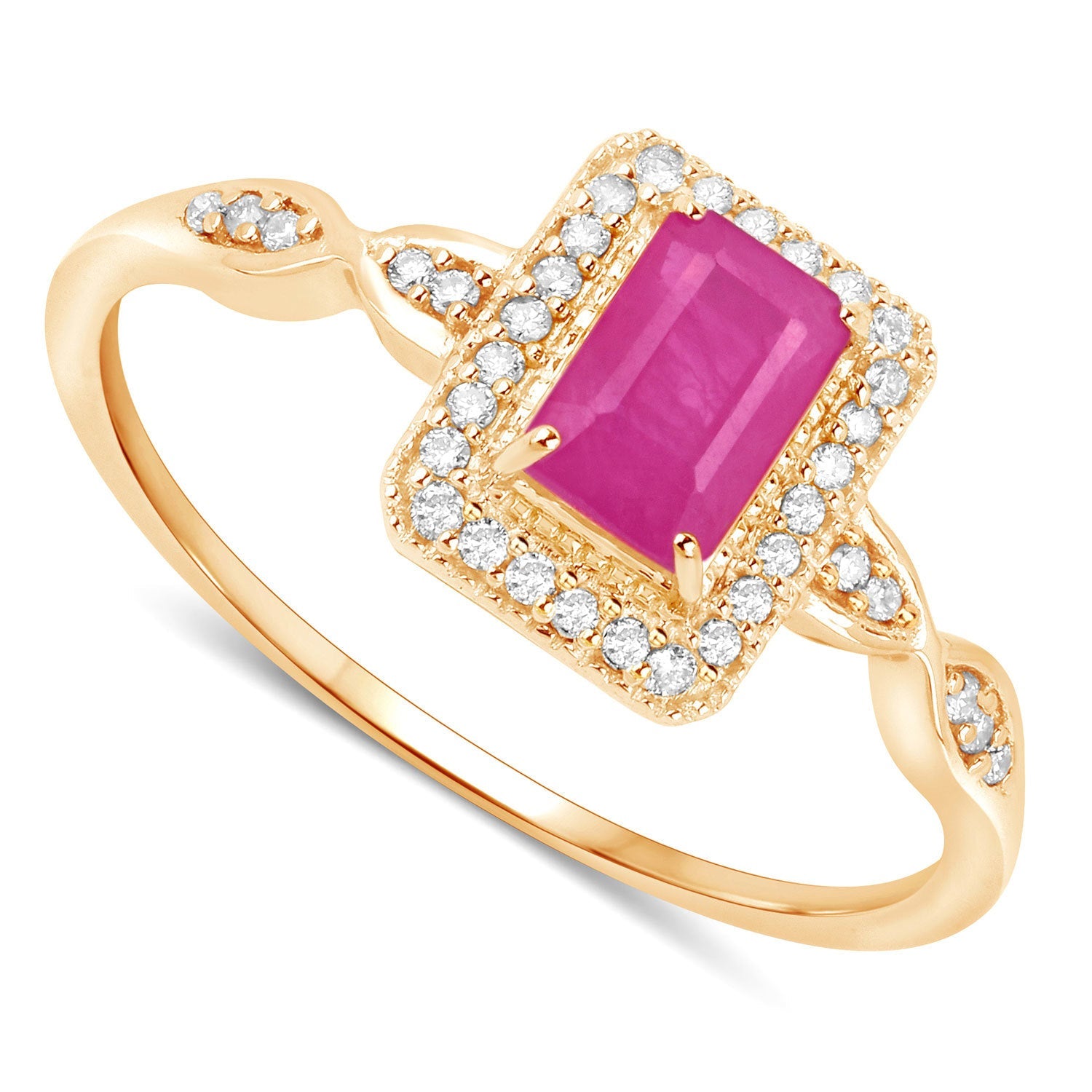0.75 Carat Genuine Ruby and White Diamond 14K Yellow Gold Ring by Bids.com