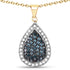 14K Yellow Gold Plated 0.81 Carat Genuine Blue Diamond and White Diamond .925 Sterling Silver Pendant by Bids.com