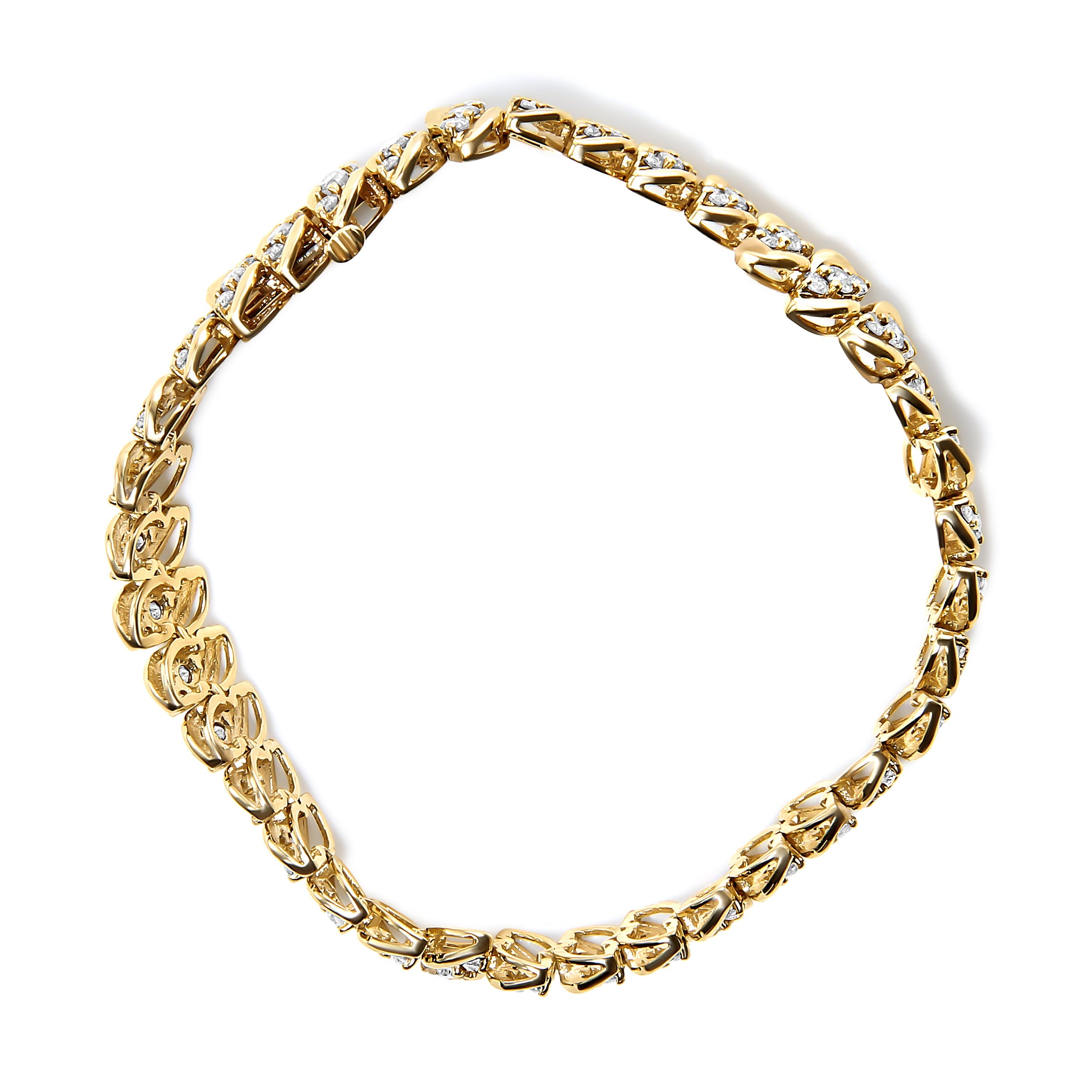 10K Yellow Gold 5.0 Cttw Diamond Double Row S-Link Cuban Bracelet (J-K Color, I2-I3 Clarity) - 7.25" Inches by Bids.com