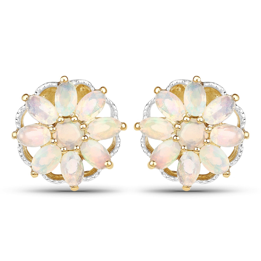 14K Yellow Gold Plated 2.70 Carat Genuine Ethiopian Opal .925 Sterling Silver Earrings by Bids.com