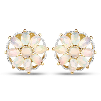 14K Yellow Gold Plated 2.70 Carat Genuine Ethiopian Opal .925 Sterling Silver Earrings by Bids.com