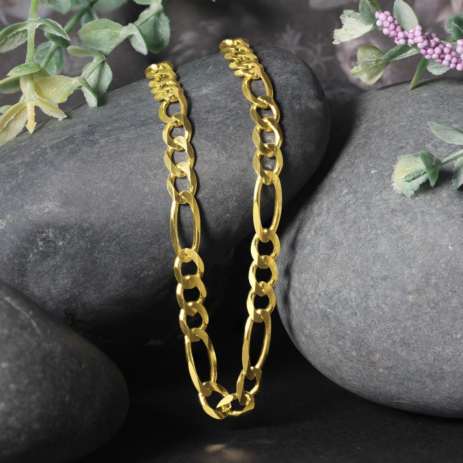10K Yellow Gold Solid Figaro Chain (5.30 mm) by Bids.com