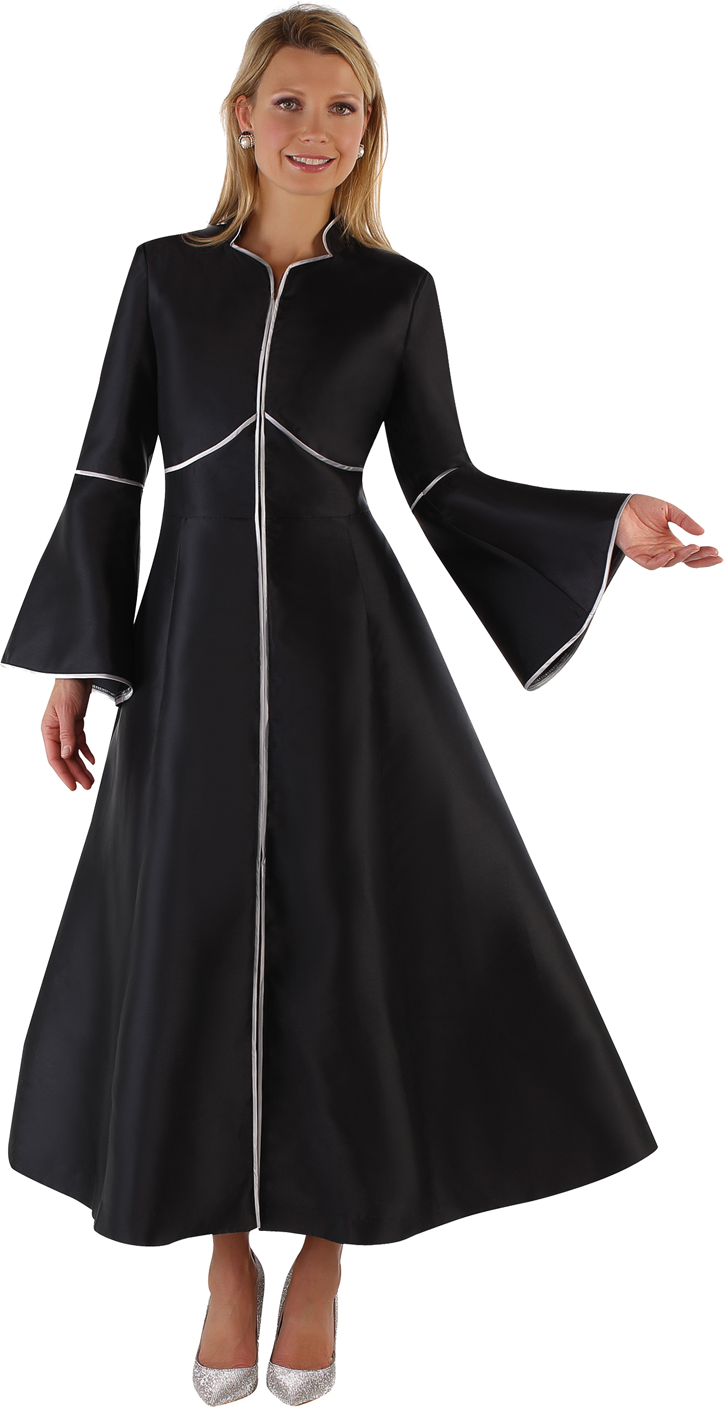 Elegant Plus Size One-Piece Cassock Robe with Rhinestone Trim- 4731W by Tally Taylor
