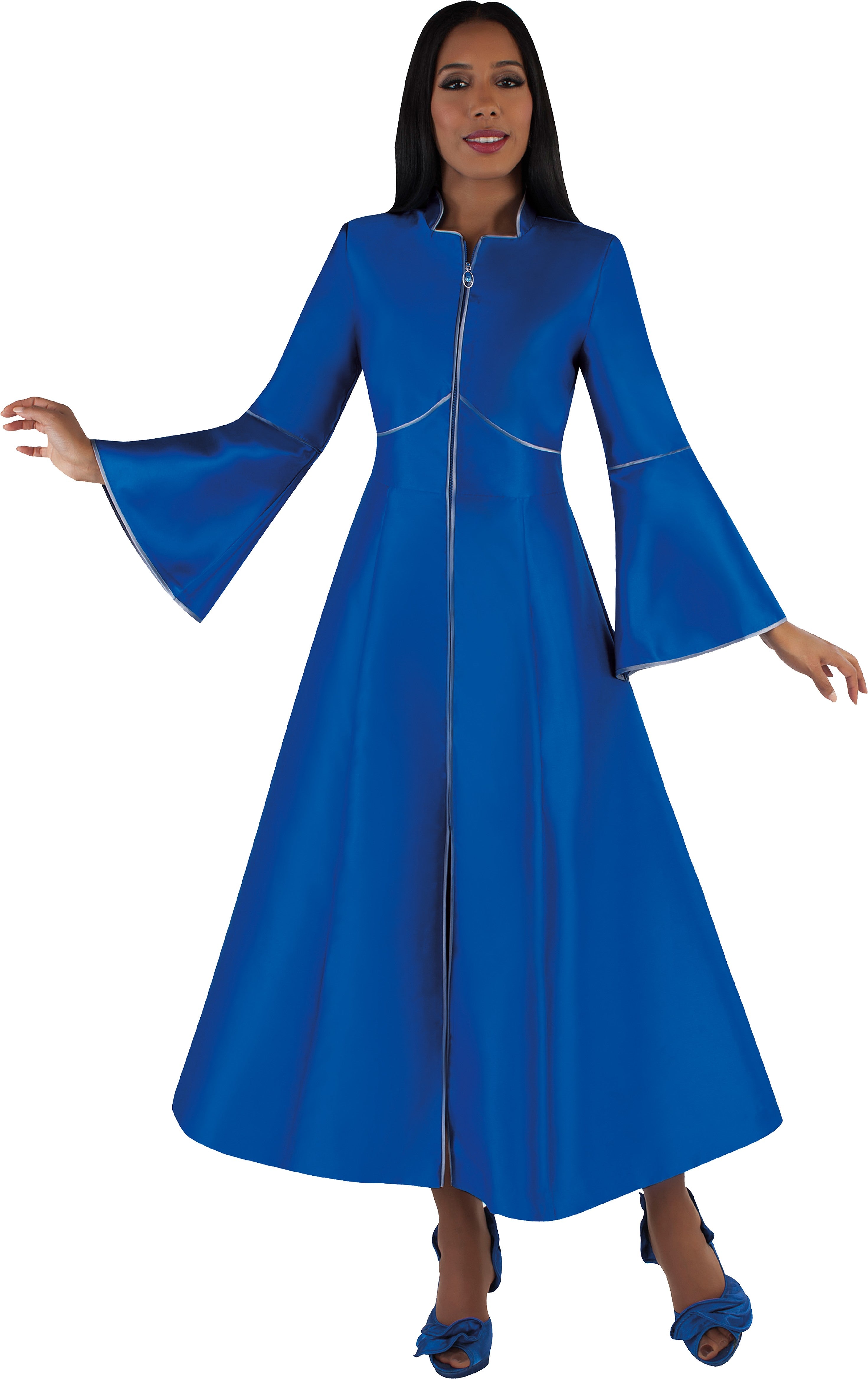 Elegant Plus Size One-Piece Cassock Robe with Rhinestone Trim- 4731W by Tally Taylor