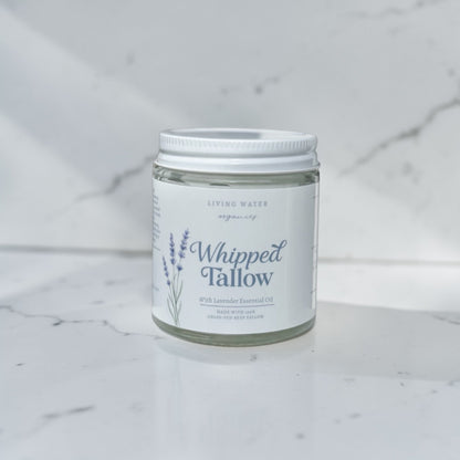 100% Grass Fed Whipped Tallow for Face, Hair, and Skin, Natural Tallow by Living Water Organics