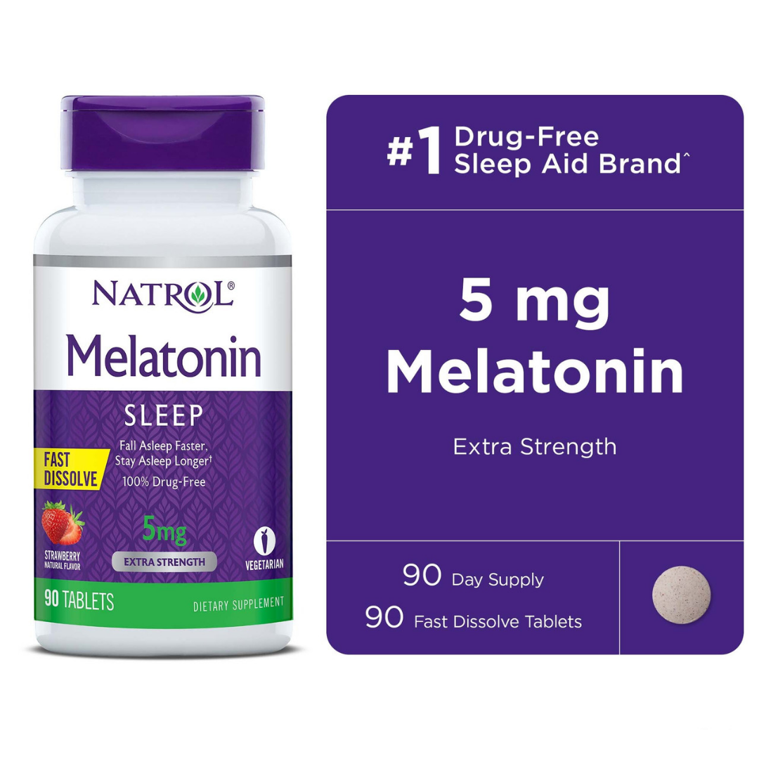 Natrol Melatonin 5mg Fast Dissolve Tablets Strawberry (90 ct) by Farmacias Savia