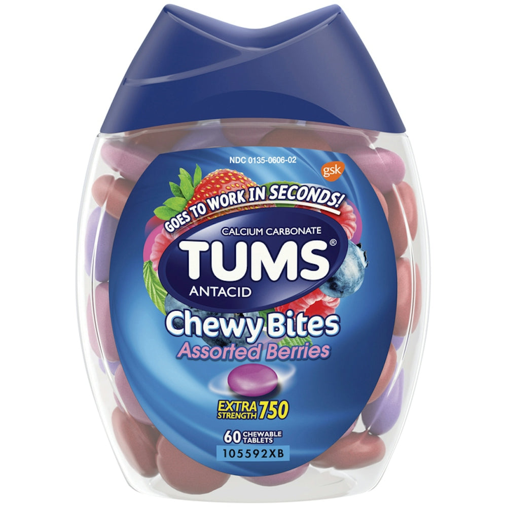 TUMS Chewy Bites Extra Strength 750 – Assorted Berries (Chewable Tablets) by Pasteur Pharmacy