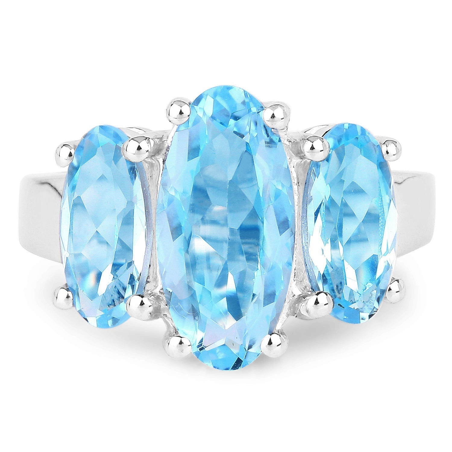 7.77 Carat Genuine Blue Topaz .925 Sterling Silver Ring  DestGlow
