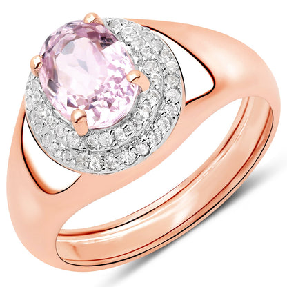 2.17 Carat Genuine Kunzite and White Zircon .925 Sterling Silver Ring by Bids.com