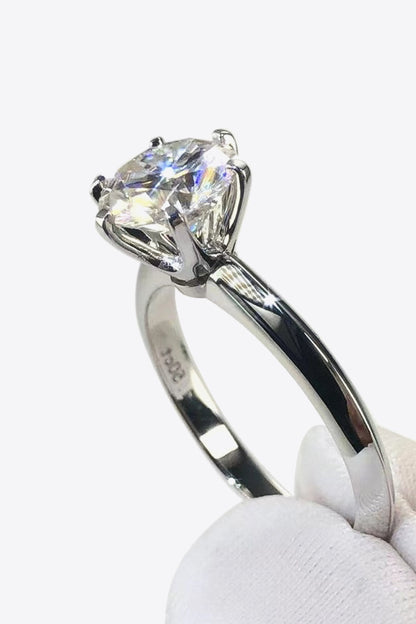 Adored Platinum Over Pure Sterling Silver 3 Carat Brilliant Round Cut Sparkala™ 6-Prong Solitaire Ring - DestGlow