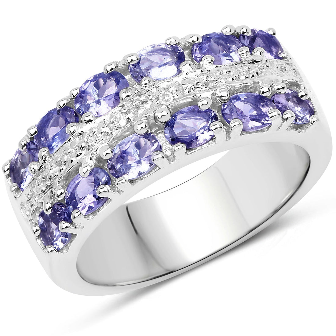 2.05 Carat Genuine Tanzanite and White Topaz .925 Sterling Silver Ring by Bids.com