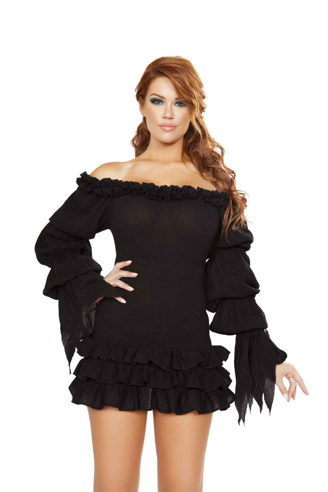 Ruffled Pirate Dress with Sleeves - DestGlow
