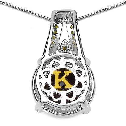 3.16 Carat Genuine Smoky Quartz, Yellow Diamond &amp; White Diamond .925 Sterling Silver Pendant by Bids.com