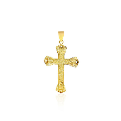14k Yellow Gold Black Onyx Cross Pendant by Bids.com