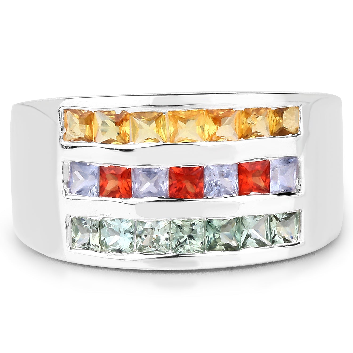 1.69 Carat Genuine Multi Sapphire .925 Sterling Silver Ring by Bids.com