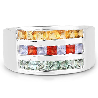 1.69 Carat Genuine Multi Sapphire .925 Sterling Silver Ring by Bids.com