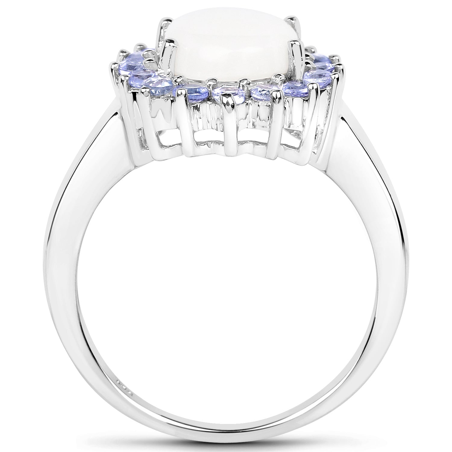 2.26 Carat Genuine Opal and Tanzanite .925 Sterling Silver Ring  DestGlow