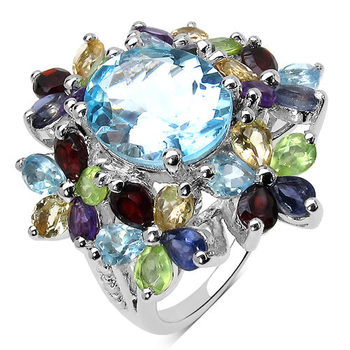 10.34 Carat Genuine Multi Stone .925 Sterling Silver Ring by Bids.com
