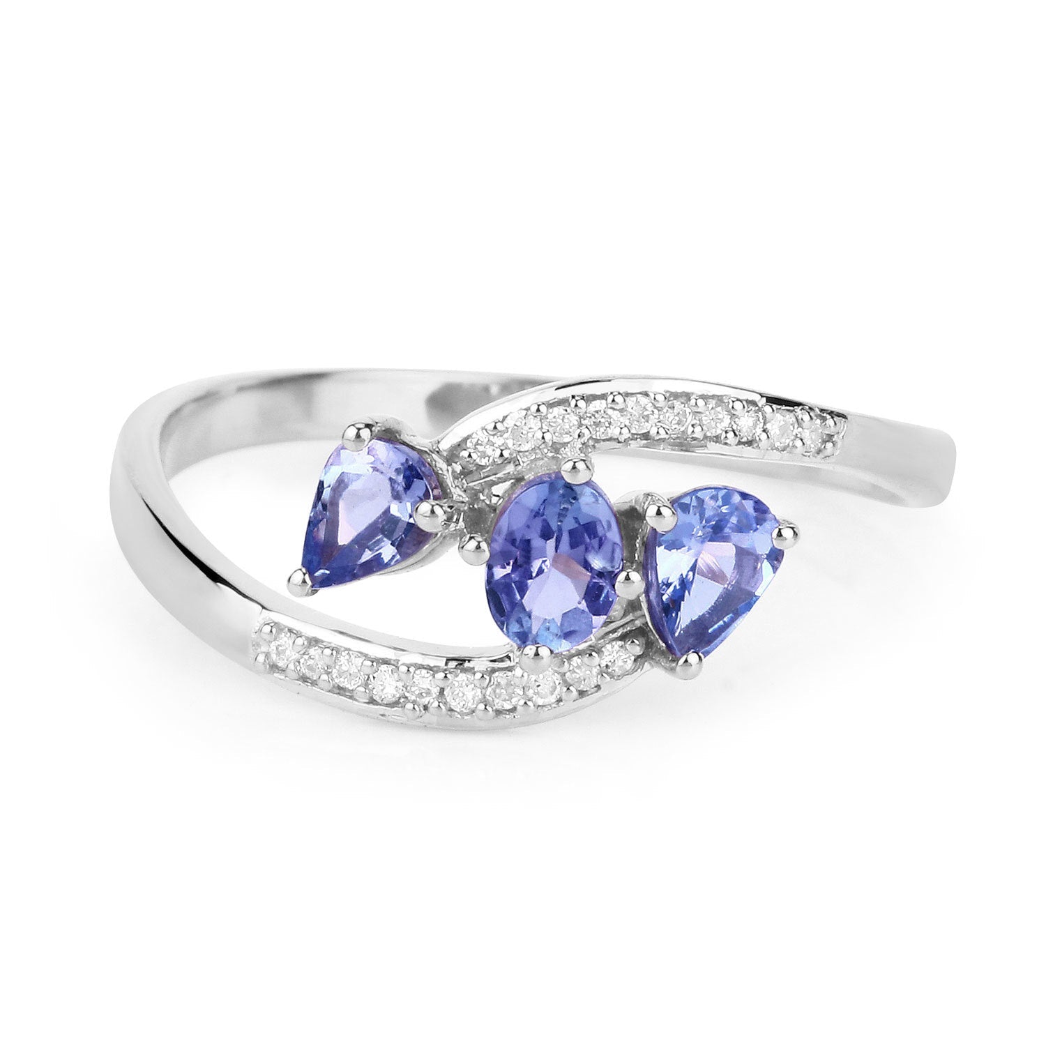 0.51 Carat Genuine Tanzanite and White Diamond 14K White Gold Ring by Bids.com