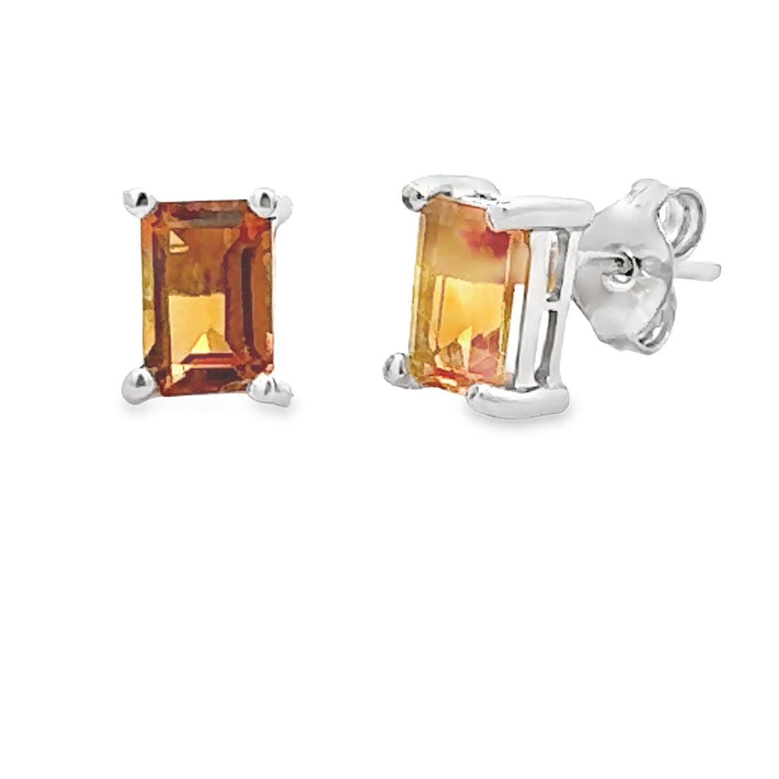 Genuine 1.05ct Citrine Stud Earrings 10KT White Gold by Bids.com