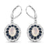 2.80 Carat Genuine Ethiopian Opal, Blue Sapphire and White Topaz .925 Sterling Silver Earrings  DestGlow