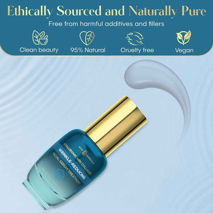 Hyaluronic Acid &amp; Collagen Wrinkle Reducing Serum - Deep Hydration, Plumps &amp; Smooths Skin - Dermatologist Tested, Clean Beauty, Korean Skin Care - 1.69 FL.OZ.