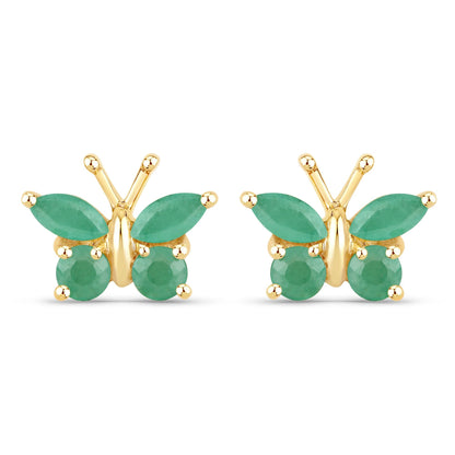 0.50 Carat Genuine Emerald .925 Sterling Silver Earrings  DestGlow