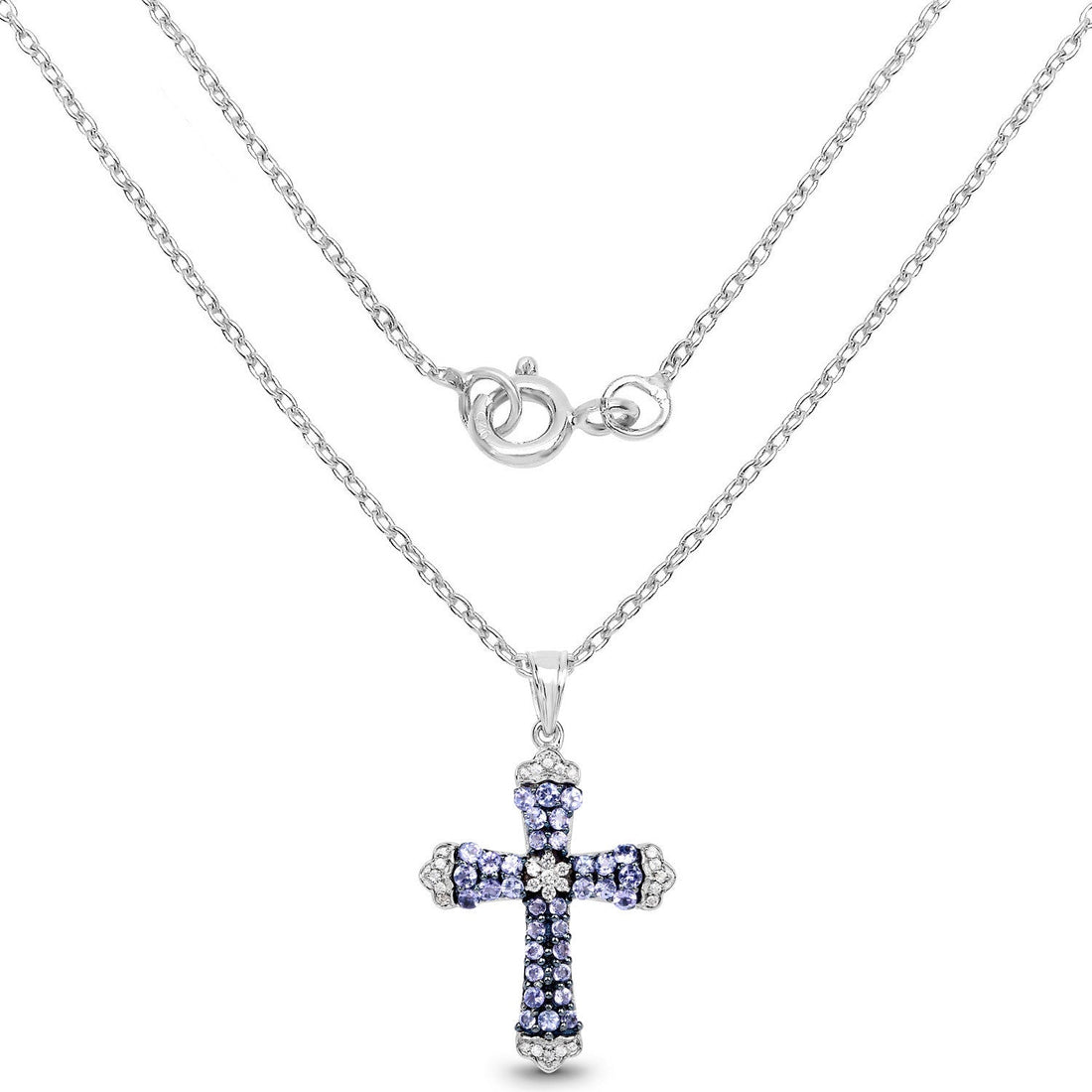1.84 Carat Genuine Tanzanite and White Zircon .925 Sterling Silver Pendant by Bids.com