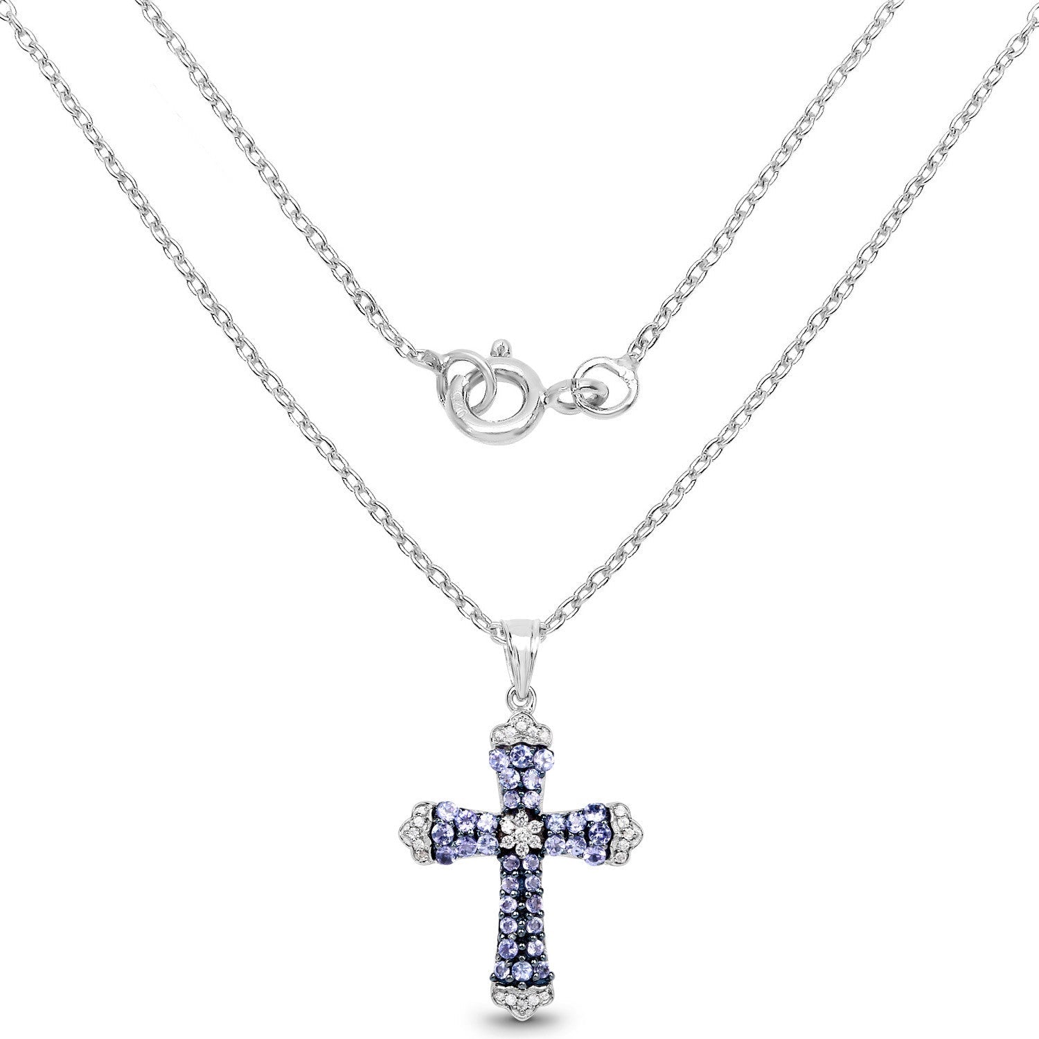 1.84 Carat Genuine Tanzanite and White Zircon .925 Sterling Silver Pendant by Bids.com