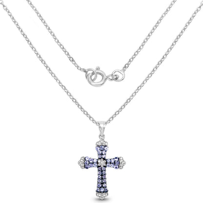1.84 Carat Genuine Tanzanite and White Zircon .925 Sterling Silver Pendant by Bids.com