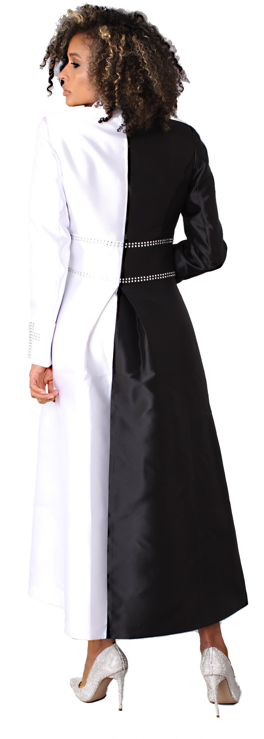 Plus Size Satin Cassock Robe with Rhinestone Embellishments - 4804W by Tally Taylor