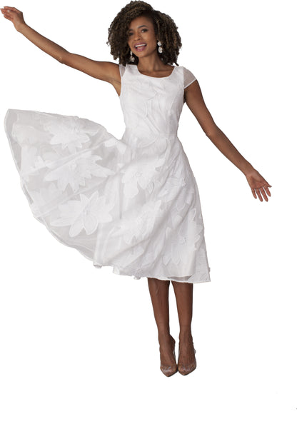 Plus Size Elegant 2-Piece Church Dress with Floral Lace and Jewel Brooch- 4806W by Tally Taylor