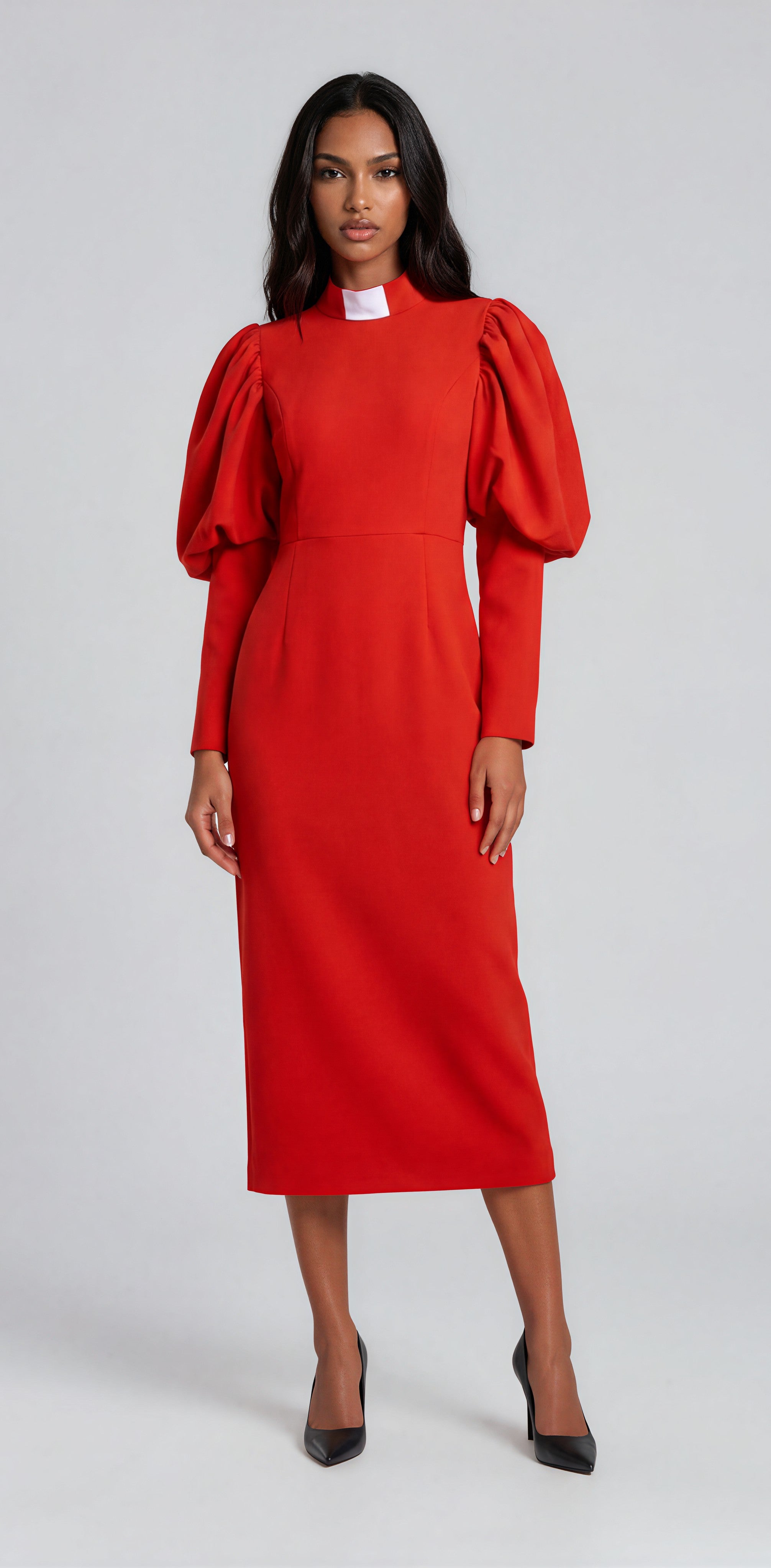 Clergy Dress with Puff Sleeves and Classic Collar- 4813 by Tally Taylor