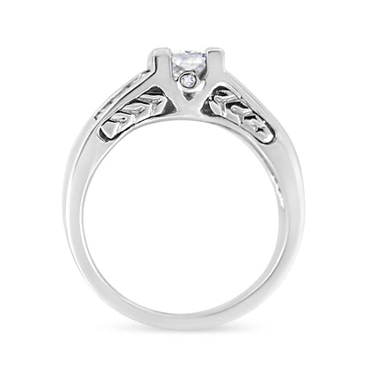 14K White Gold 1 1/4 Cttw Princess Cut Diamond Channel Set Engagement Ring (H-I Color, SI1-SI2 Clarity) - Ring Size 7 by Bids.com