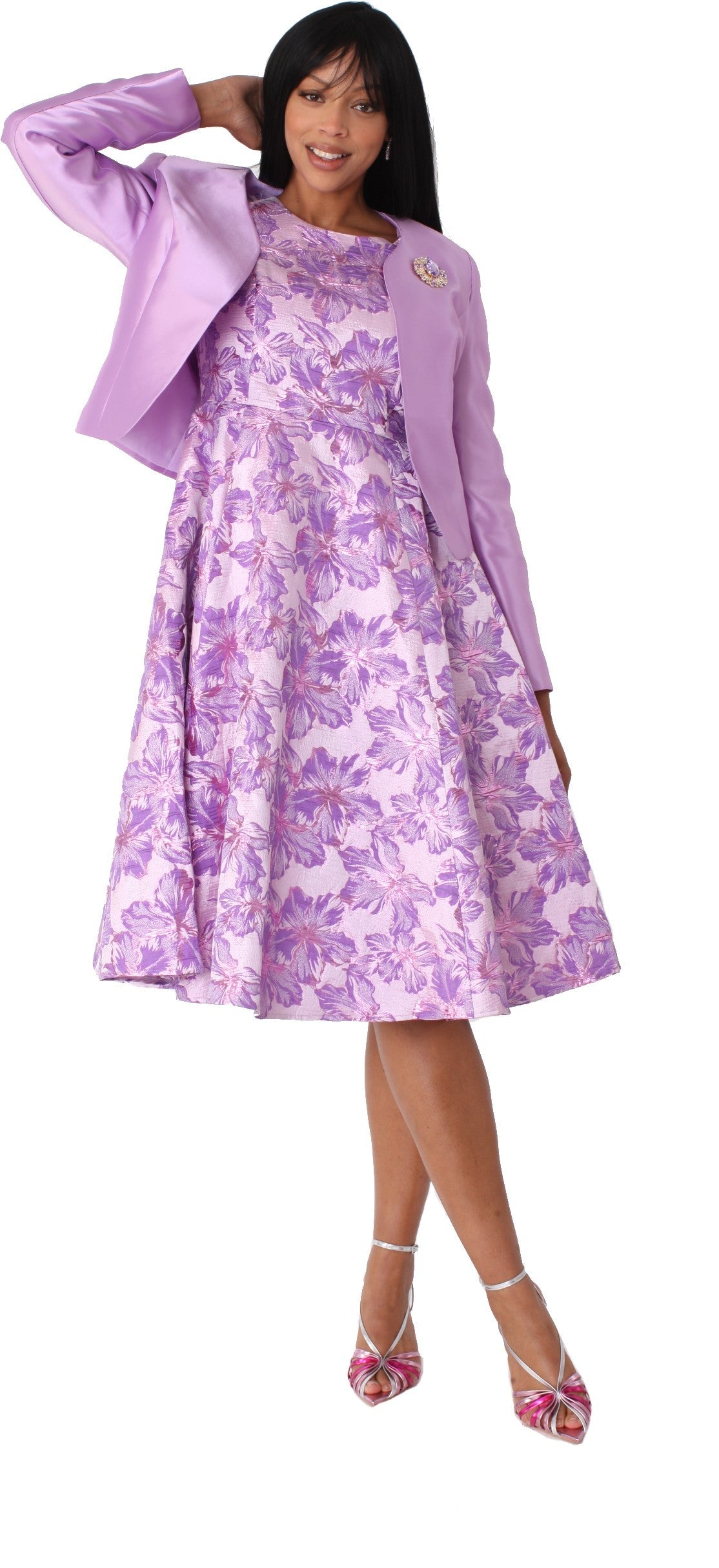 Floral Brocade Church Dress with Jacket- 4819 by Tally Taylor