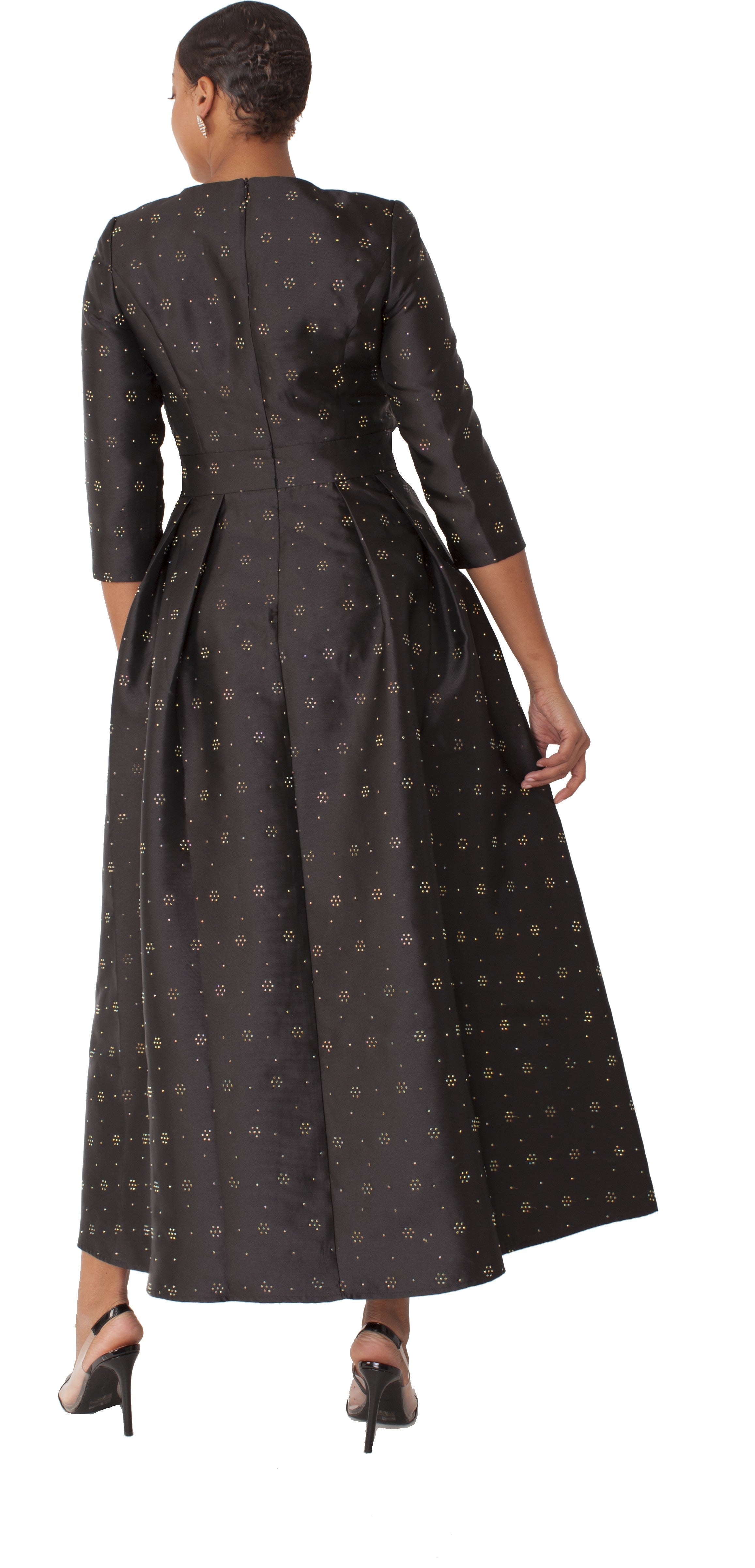 Elegant 3/4 Sleeve Rhinestone Embellished Church Dress-4826 by Tally Taylor
