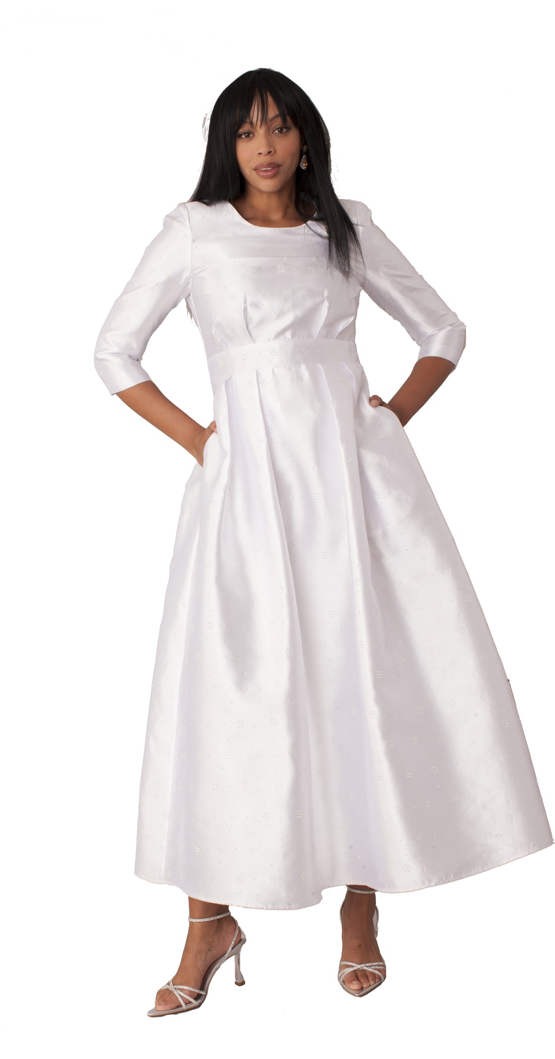 Elegant 3/4 Sleeve Rhinestone Embellished Church Dress-4826 by Tally Taylor