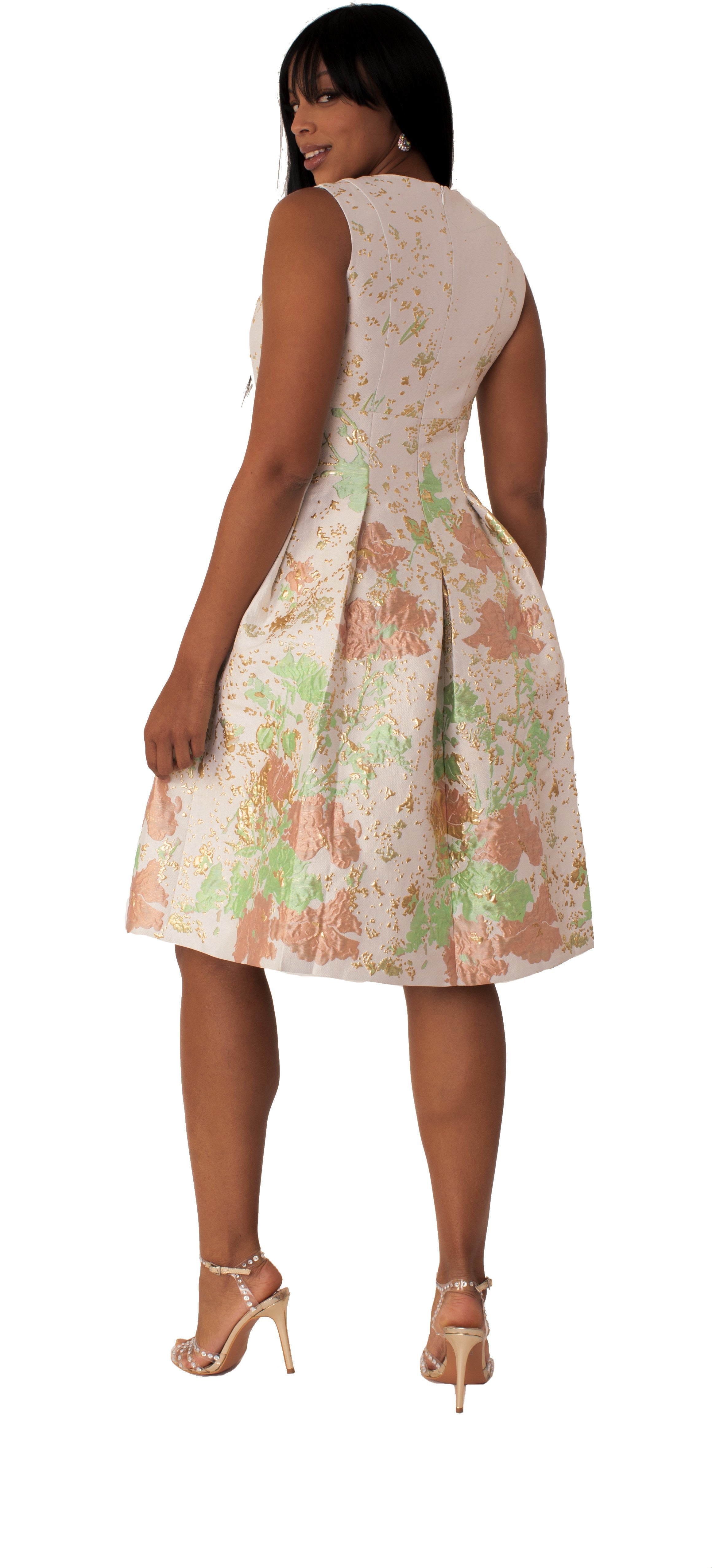 Plus Size Brocade Dress Set with Jacket &amp; Brooch - 4830W by Tally Taylor