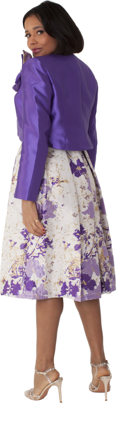 Plus Size Brocade Dress Set with Jacket &amp; Brooch - 4830W by Tally Taylor