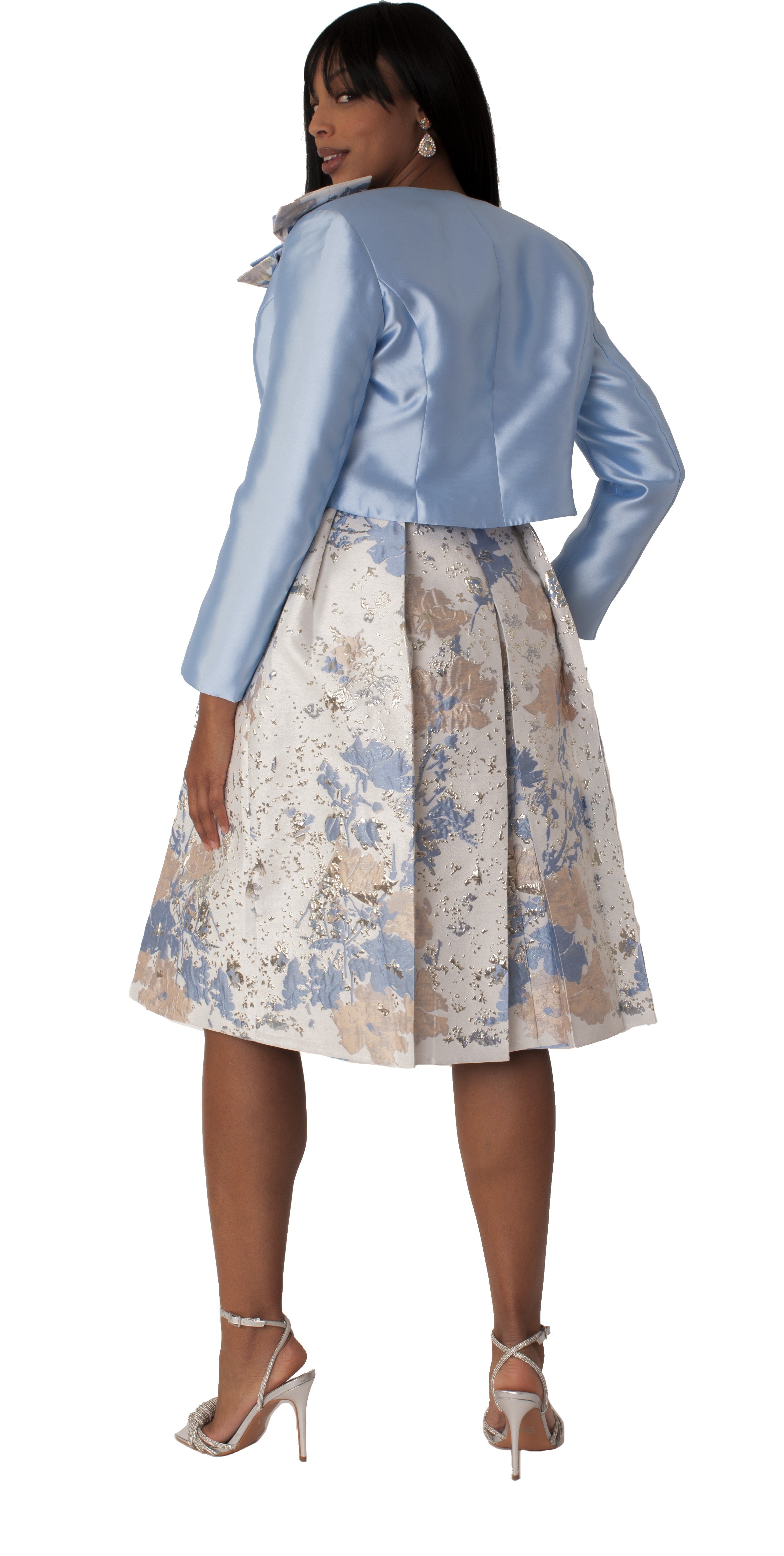 Brocade Dress Set with Jacket &amp; Brooch - 4830 by Tally Taylor