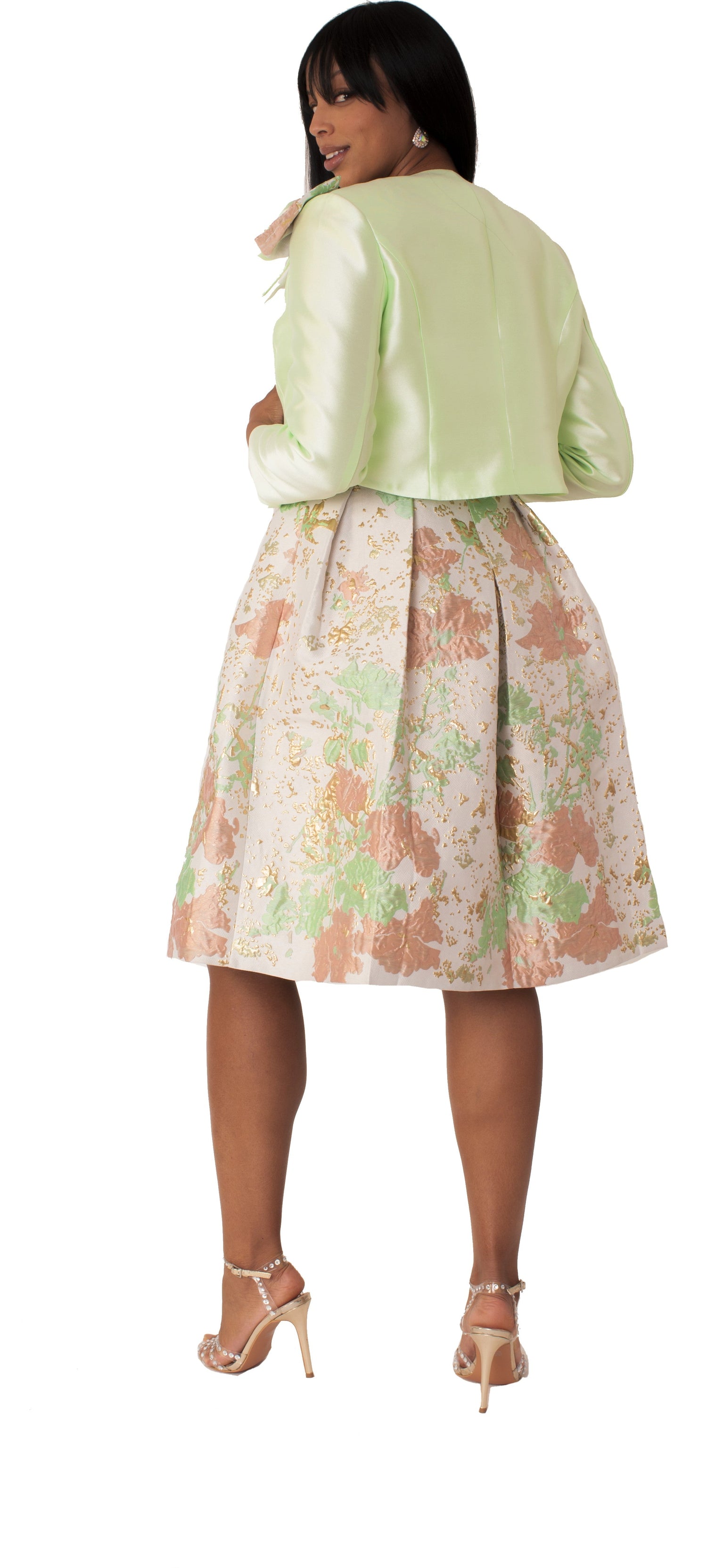 Brocade Dress Set with Jacket &amp; Brooch - 4830 by Tally Taylor