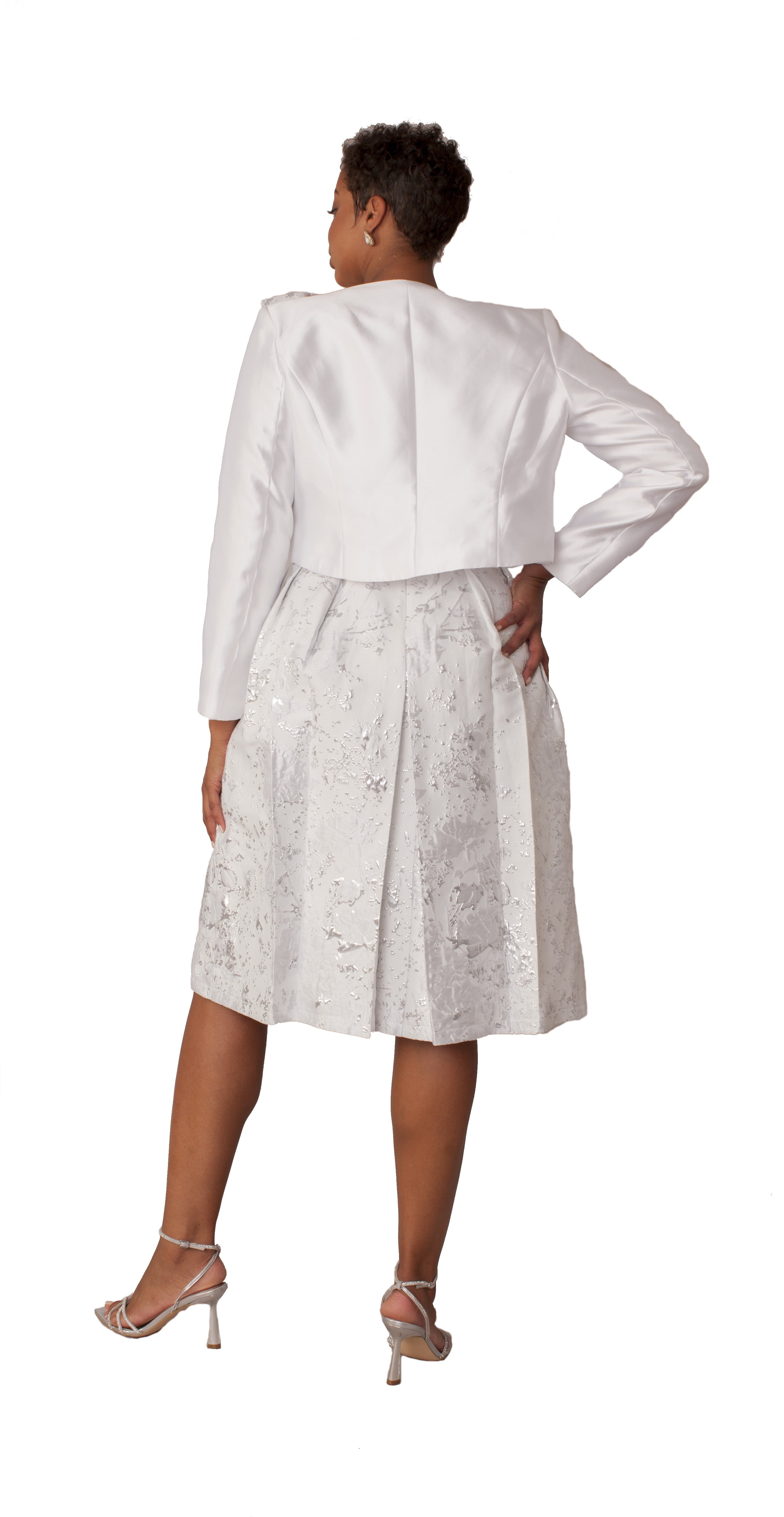 Brocade Dress Set with Jacket &amp; Brooch - 4830 by Tally Taylor