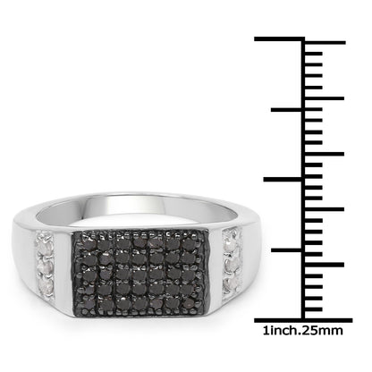 0.55 Carat Genuine Black Diamond and White Diamond .925 Sterling Silver Ring by Bids.com