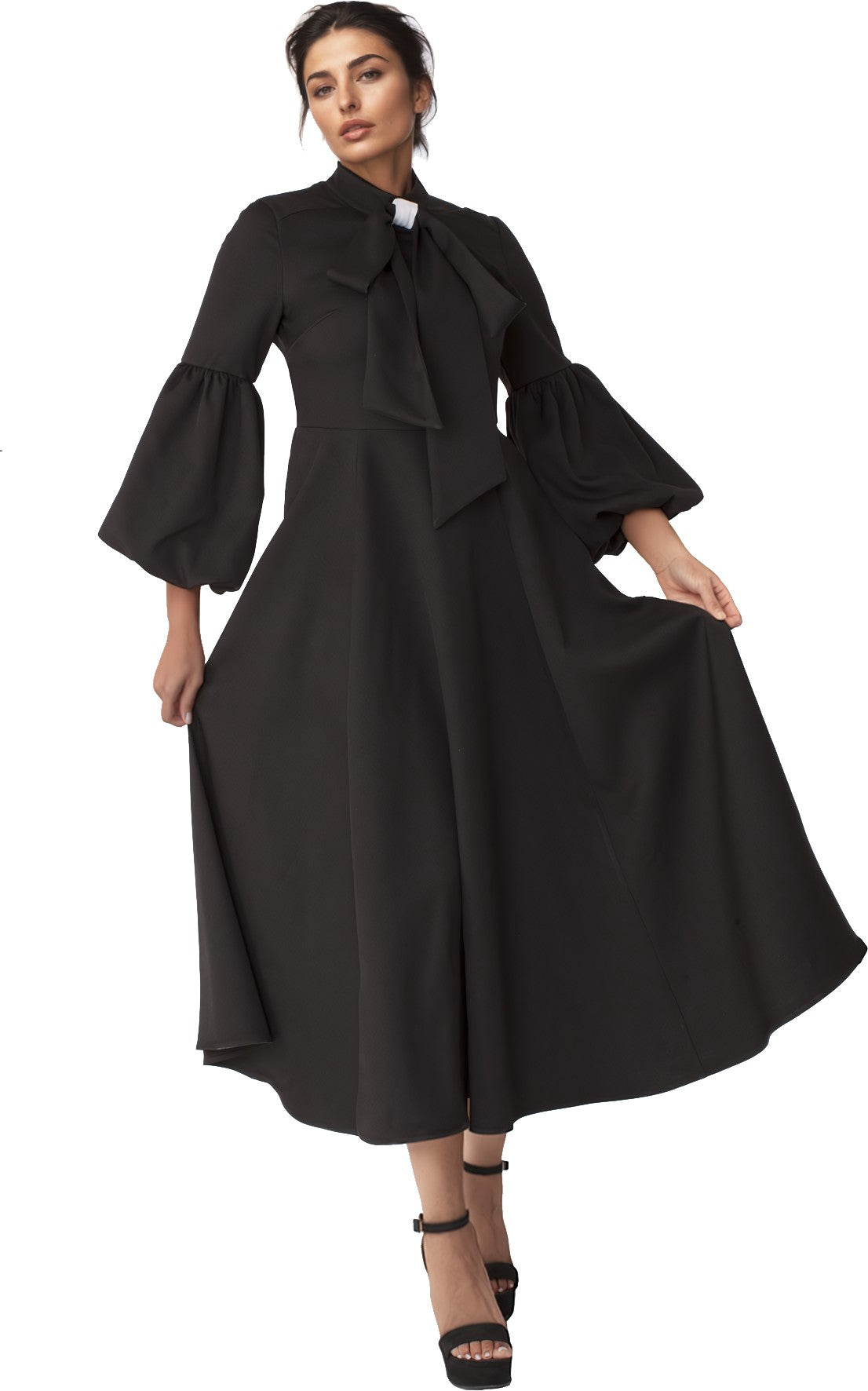 Plus Size Modest Clergy Dress with Bell Sleeves – 4846W by Tally Taylor