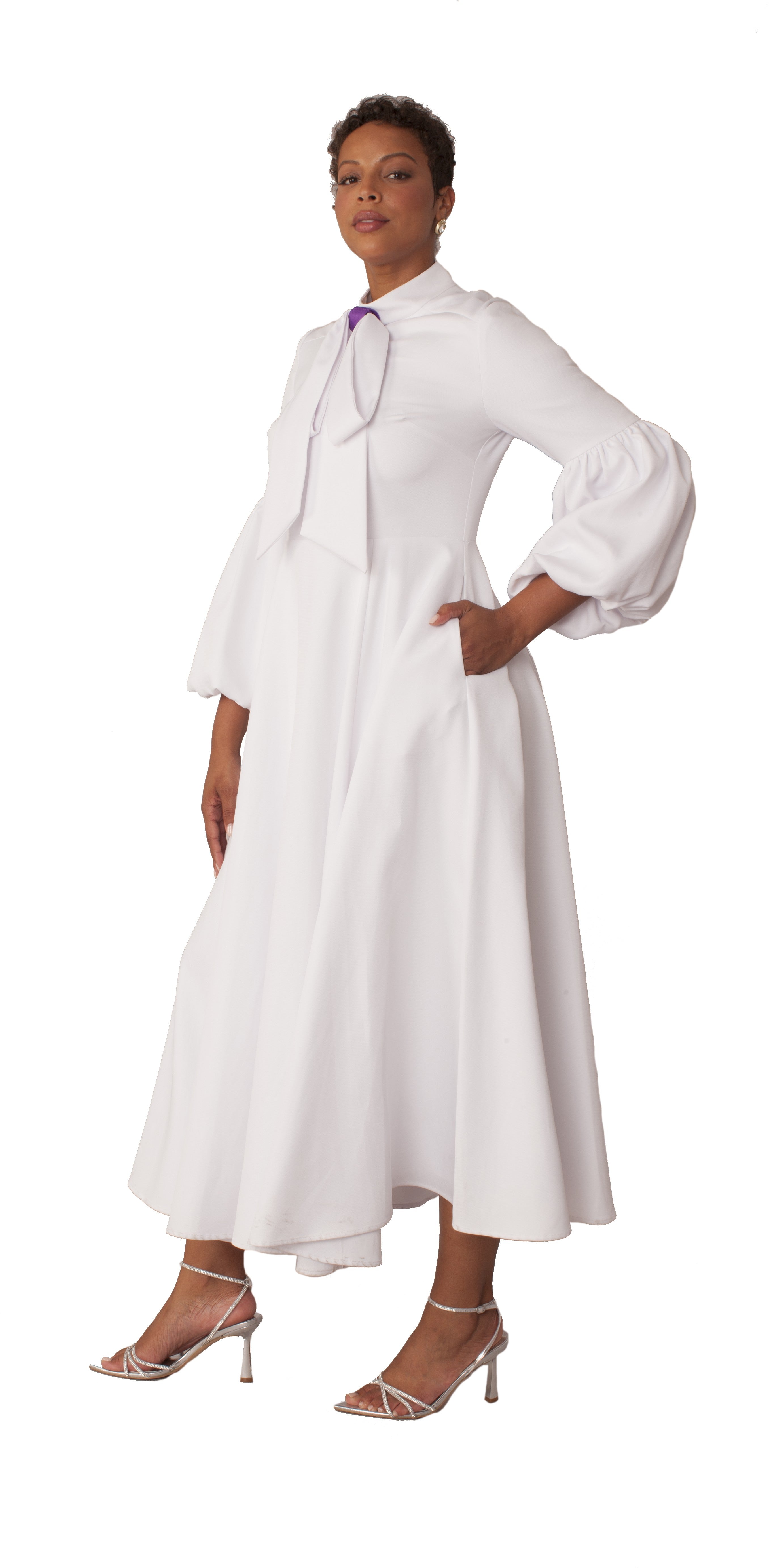 Plus Size Modest Clergy Dress with Bell Sleeves – 4846W by Tally Taylor