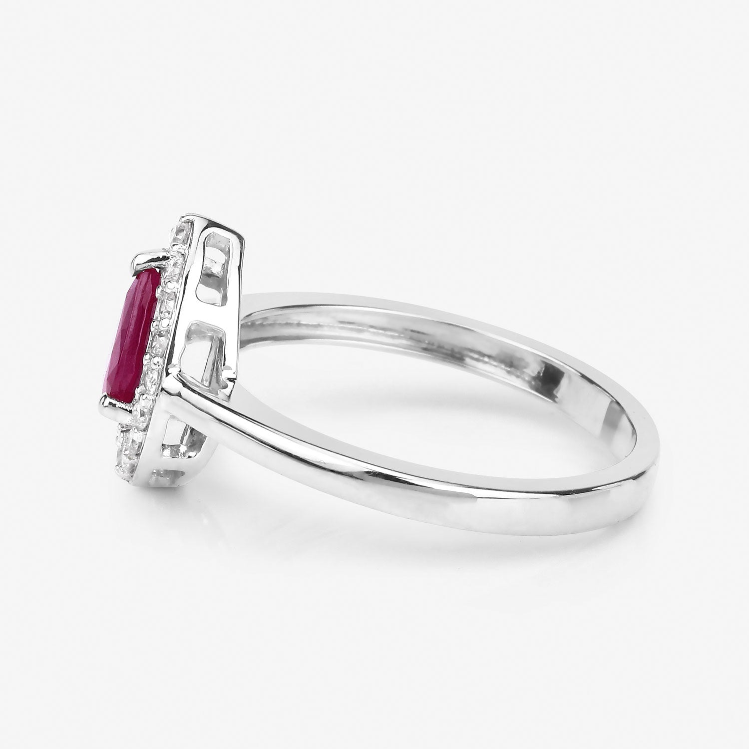 0.92 Carat Genuine Ruby and White Diamond 14K White Gold Ring by Bids.com