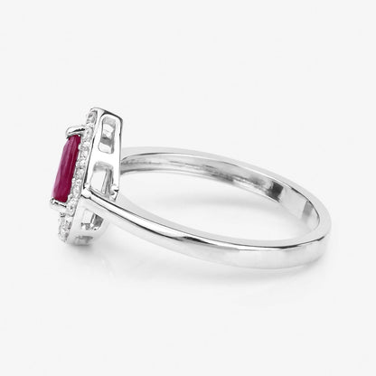 0.92 Carat Genuine Ruby and White Diamond 14K White Gold Ring by Bids.com