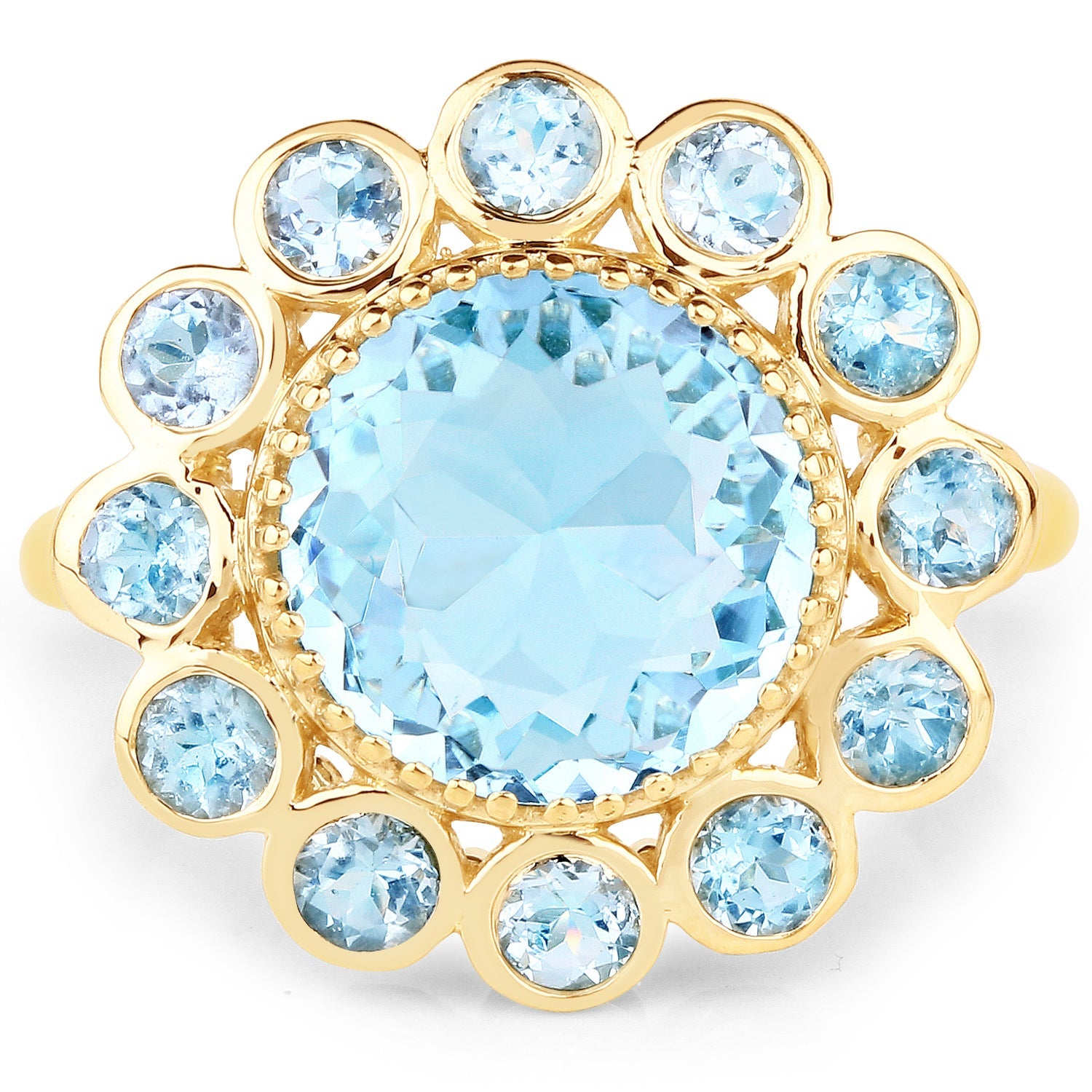 14K Yellow Gold Plated 6.59 Carat Genuine Blue Topaz .925 Sterling Silver Ring by Bids.com